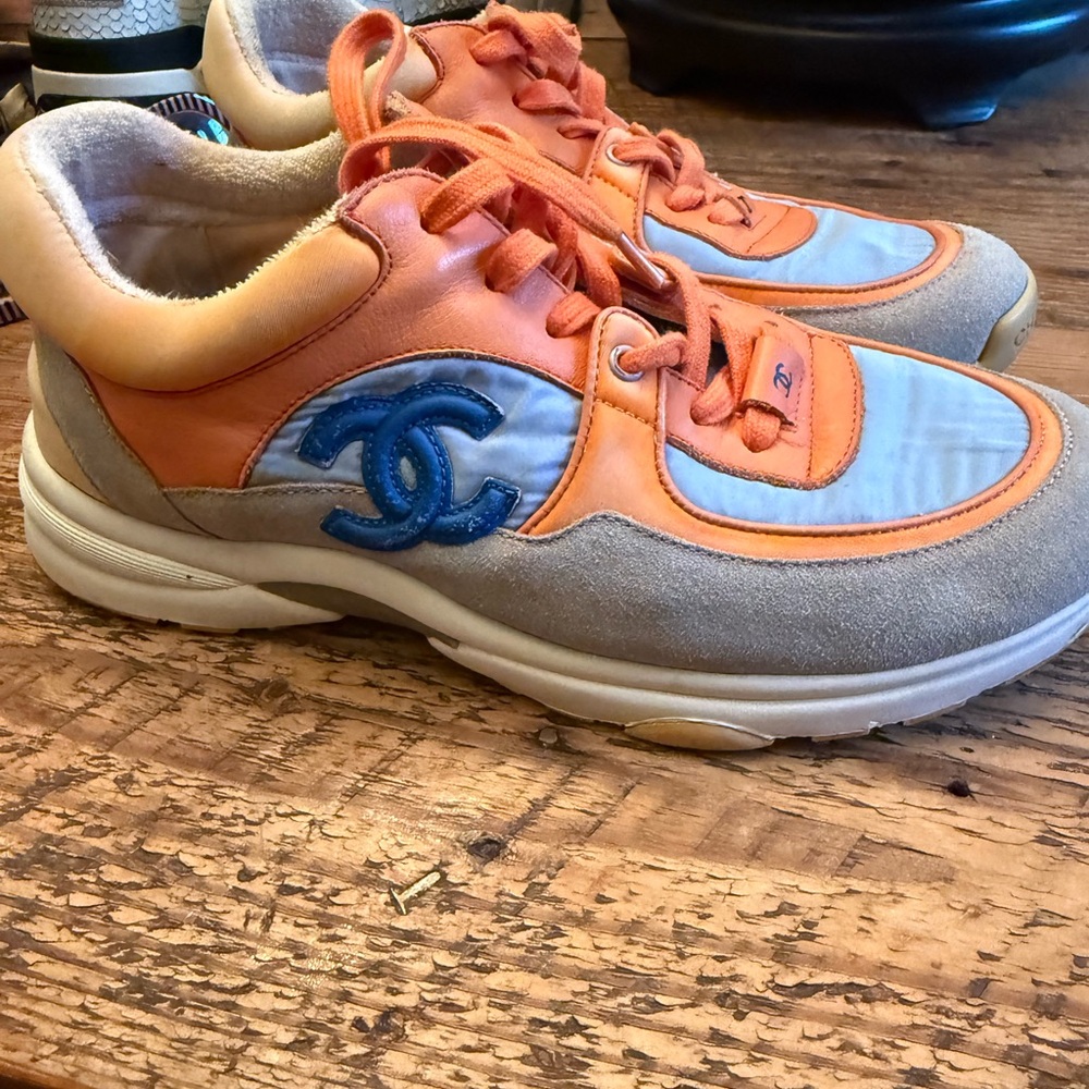 CHANEL Women's Sneakers in Orange and Blue